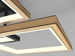 Lampa sufitowa Matera 3xLED/40W w kolorze czarnym, z prostokątnymi elementami w odcieniu drewna. Ujęcie z góry, ukazujące detale krawędzi i podświetlenie LED. Wysoka jakość wykonania, nowoczesny design.