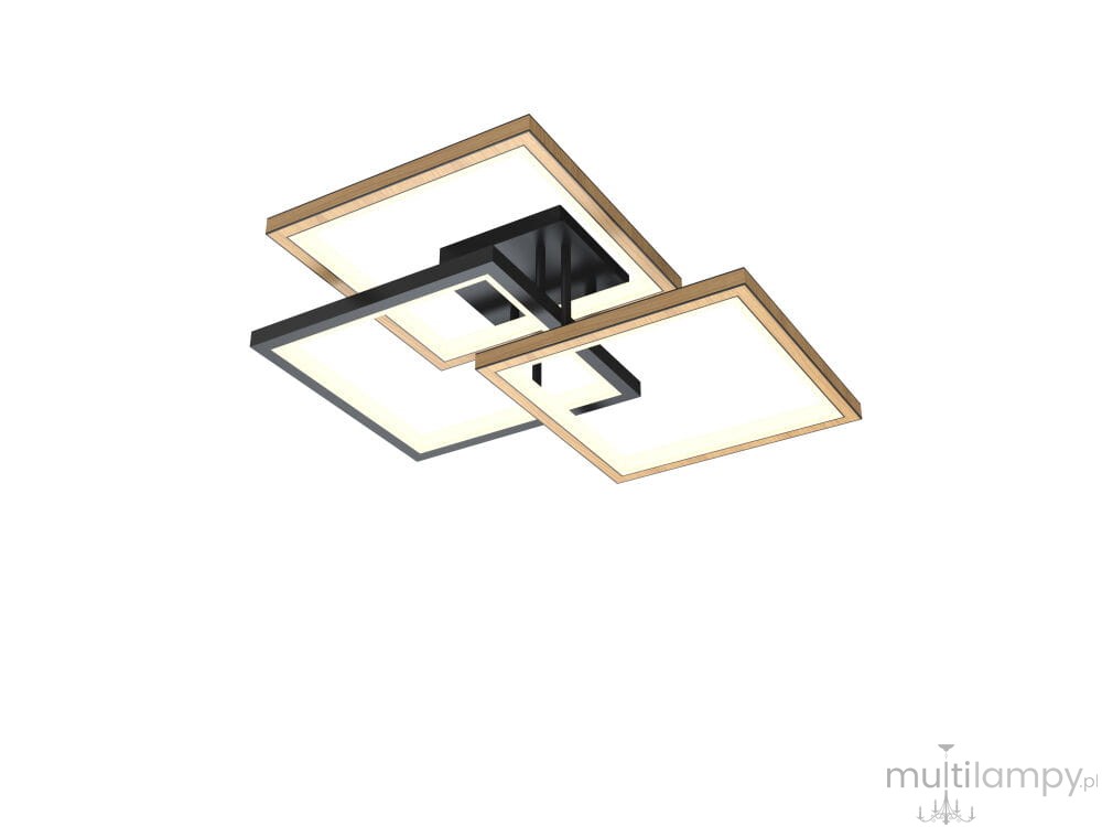 Lampa sufitowa Matera w kolorze czarnym, z trzema źródłami LED o mocy 40W. Posiada kwadratowy kształt, z drewnianymi akcentami i matowym wykończeniem. Montowana na suficie, doskonale nadaje się do nowoczesnych wnętrz.