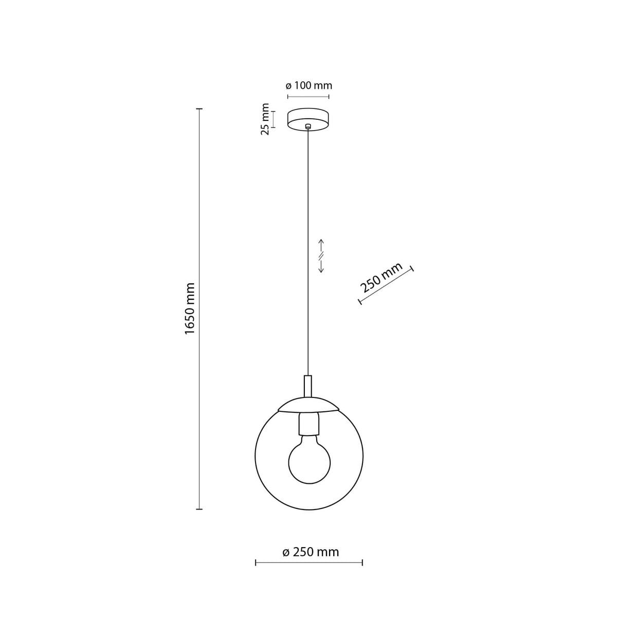 Lampa wisząca Esme D25 z oprawą na żarówkę E27 w kolorze czarnym i grafitowym. Okrągła, metalowa konstrukcja o średnicy 25 cm, zwisająca na kablu o długości 165 cm. Minimalistyczny design, idealna do nowoczesnych wnętrz.