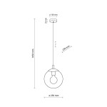 Lampa wisząca Esme D25 z oprawą w kolorze czarnym i transparentnym kloszem. Wymiary: średnica klosza 250 mm, długość zawieszenia 1650 mm. Działa na żarówkę E27. Prosta, nowoczesna forma w minimalistycznym stylu.