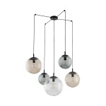 Esme lampa wisząca 5xE27 czarna/multikolor 4796