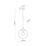 Lampa wisząca Esme D30 z jednym gniazdem E27, w kolorze czarnym i transparentnym. Okrągła, szklana klosz o średnicy 300 mm, zawieszona na cienkim kabelku o długości 1700 mm. Wysokość przylegającej podstawy wynosi 25 mm.