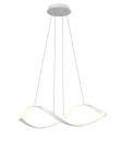 Lampa wisząca Aviano 1xLED/52W w kolorze białym, o nowoczesnym kształcie podwójnej fali. Zawieszona na cienkich linkach z okrągłą podstawą sufitową. Idealna do oświetlenia wnętrz.