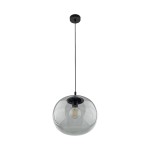 Lampa wisząca Vibe D35 w kolorze czarnym/grafitowym z przezroczystym, okrągłym kloszem. Zawieszona na cienkim kablu, z mocowaniem sufitowym. Wewnątrz miejsce na żarówkę E27. Prosty, nowoczesny design, idealna do różnych aranżacji wnętrz.