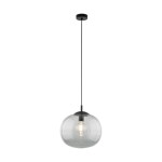 Lampa wisząca Vibe D35 z żarówką E27, w czarnej i grafitowej kolorystyce. Okrągła, przezroczysta klosz wykonany z szkła, zawieszona na cienkim czarnym kablu. Prosta, nowoczesna konstrukcja, idealna do różnych aranżacji wnętrz.