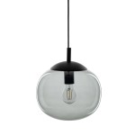 Lampa wisząca Vibe D35 z czarnym/grafitowym metalowym kloszem, o zaokrąglonym kształcie. Wewnątrz widoczna żarówka E27. Zawieszona na cienkim przewodzie, na jasnym tle. Idealna do nowoczesnych wnętrz.