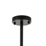 Czarna lampa wisząca Astrifero z mocowaniem sufitowym, wąski metalowy stelaż, przeznaczona do 21 źródeł E27. Wykończenie matowe, minimalistyczny design, idealna do nowoczesnych wnętrz.