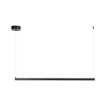 Lampa wisząca Beam 120 w kolorze czarnym, o długości 120 cm, z dwiema diodami LED 13W o ciepłej barwie światła 3000K. Posiada prostokątną, minimalistyczną formę, zawieszona na cienkich linkach. Idealna do nowoczesnych wnętrz.