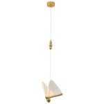 Lampa wisząca Bee 2xLED/4W w kolorze złotym, z metalowym kloszem w formie wachlarza. Zawieszona na cienkim przewodzie, z dekoracyjnymi kulkami w centralnej części. Prosta, elegancka konstrukcja, idealna do nowoczesnych wnętrz.