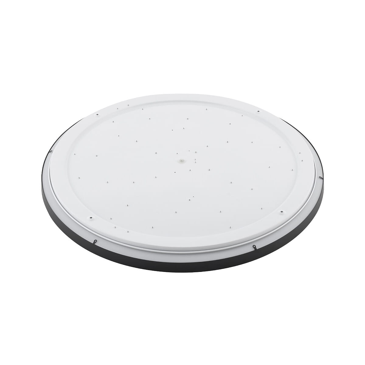 Plafon LED Agnes Round D64 w kolorze czarnym, kształt okrągły. Produkt o średnicy D64, z białą, gładką powierzchnią i widocznymi diodami LED. Ujęcie z boku, ukazujące profil i mocowanie. Przeznaczenie do użytku wewnętrznego, z klasą ochrony IP44.