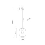 Lampa wisząca Elio w kolorze grafitowym, z pojedynczym gniazdem E27. Okrągła, szklana klosz o średnicy 200 mm, zwisająca na dłoni 1700 mm. Prosty, nowoczesny design, idealna do różnych aranżacji wnętrz.