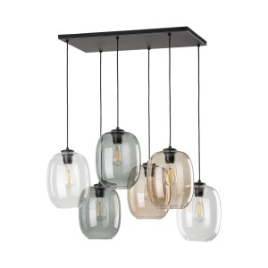 Elio lampa wisząca 6xE27 czarna/multikolor 5974