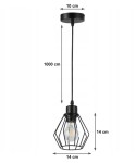 Czarna lampa wisząca Otto z oprawą na żarówkę E27, o wymiarach 14 cm średnicy i 14 cm wysokości. Metalowa konstrukcja z siatki, zawieszona na przewodzie o długości 100 cm. Prosta, nowoczesna forma, idealna do minimalistycznych wnętrz.