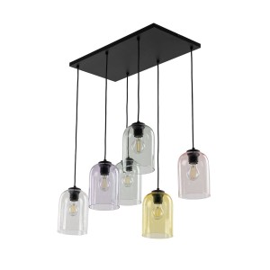 Molly lampa wisząca 6xE27 czarna/multikolor 10302