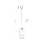 Lampa wisząca Molly z oprawą w kolorze czarnym i żółtym, z pojedynczym gniazdem E27. Wymiary: długość 1600 mm, średnica klosza 140 mm, średnica podsufitki 100 mm, wysokość 25 mm. Prosty design, idealna do nowoczesnych wnętrz.