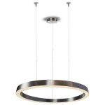 Lampa wisząca Circle D80 w kolorze niklowym, z pilotem. Okrągły kształt z metalicznym wykończeniem, zawieszona na dwóch cienkich linkach. Wbudowane diody LED o mocy 40W emitują ciepłe światło. Idealna do nowoczesnych wnętrz.