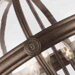 Lampa wisząca Adams w antycznym brązie z trzema gniazdami E14. Widok z góry, ukazujący metalowy stelaż z dekoracyjnym detalem oraz przezroczyste klosze, w których znajdują się żarówki.