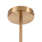 Lampa wisząca Cosmic w złotym kolorze, wykonana z metalu, z okrągłym, płaskim sufitem i prostym, długim ramieniem. Widoczna struktura w odcieniu matowego złota, z dwoma widocznymi mocowaniami. Idealna do oświetlenia przestrzeni w nowoczesnym stylu.