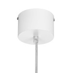 Lampa wisząca Diverso w kolorze białym, z okrągłym metalowym kloszem i przezroczystym kablem. Ujęcie z dołu, pokazujące mocowanie i długość przewodu. Idealna do nowoczesnych wnętrz.