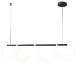 Lampa wisząca Fantasia w kolorze czarnym, z dwoma źródłami światła LED o mocy 35W. Posiada nowoczesny, falisty kształt z przezroczystymi, podświetlanymi elementami. Zawieszona na cienkim kablu, idealna do nowoczesnych wnętrz.