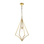 Lampa wisząca Nico XL w kolorze oksydowanego mosiądzu, z jednym gwintem E27. Ma geometryczny kształt z wiszącym kloszem, zawieszona na łańcuchu. Prosta konstrukcja z wyraźnymi liniami, umieszczona na białym tle.
