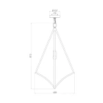 Lampa wisząca Nico XL w kształcie diamentu, z polerowanego chromu, z jedną oprawą na żarówkę E27. Wymiary: średnica 127 mm, wysokość 813 mm, szerokość 489 mm. Zawieszona na prostym montażu sufitowym.