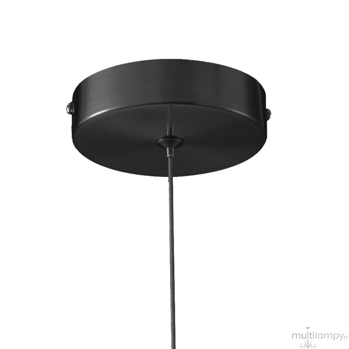 Lampa wisząca Fantasia D60 w kolorze czarnym, z metalowym, okrągłym kloszem o średnicy 60 cm. Zawieszona na cienkim, stalowym przewodzie. Przeznaczona do montażu sufitowego, idealna do nowoczesnych wnętrz.