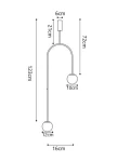 Lampa wisząca Loop 2xG9 w kolorze czarnym, o wymiarach 123 cm wysokości, z dwoma okrągłymi kloszami o średnicy 12 cm. Prosty design z łukowatym ramieniem, zawieszona na długości 72 cm. Idealna do nowoczesnych wnętrz.