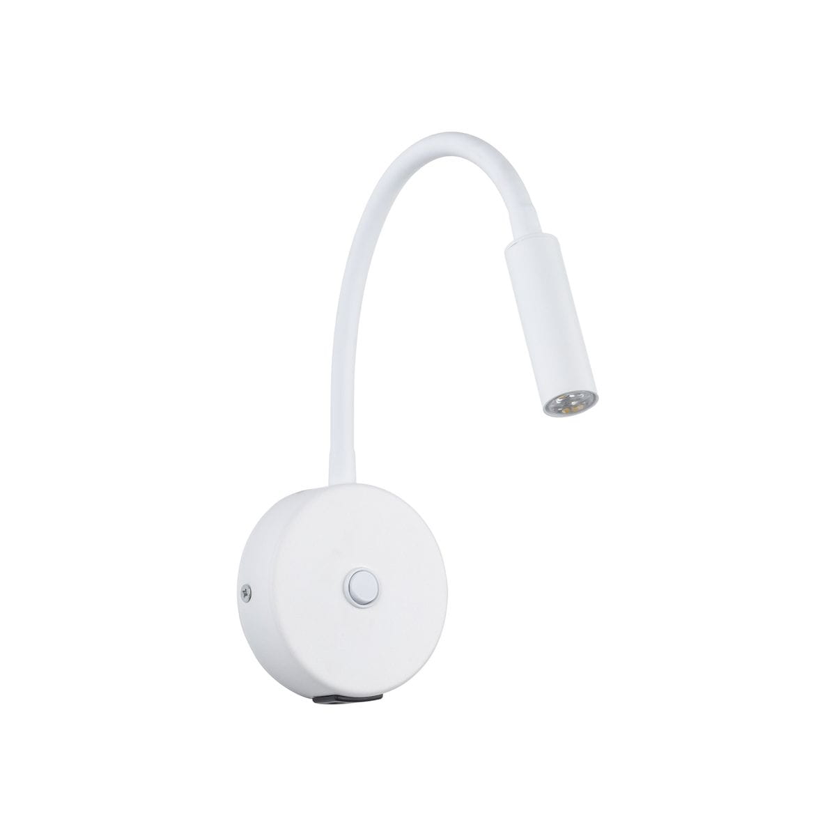 Lagos kinkiet z gniazdem USB 1xG9 w kolorze białym, z elastycznym ramieniem i okrągłą podstawą. Lampa ma wbudowany przycisk na podstawie i źródło światła w głowicy. Kinkiet montowany na ścianie, idealny do oświetlenia przestrzeni roboczej.