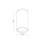 Biała lampa sufitowa o cylindrycznym kształcie, z miejscem na jedną żarówkę GU10. Wymiary: średnica 50 mm, wysokość 80 mm. Prosta konstrukcja, idealna do nowoczesnych wnętrz.