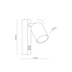 Brązowy kinkiet (spot) 1xGU10 o wymiarach 220 mm wysokości i 145 mm szerokości. Korpus prostokątny z ruchomą czaszą o średnicy 110 mm, umożliwiającą kierowanie światła. Idealny do aranżacji wnętrz.