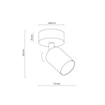Lampa sufitowa (spot) 1xGU10 w kolorze czarnym i złotym, o średnicy 80 mm i wysokości 150 mm. Zawiera ruchomy klosz, montowana na stropie, idealna do oświetlenia wnętrz. Prosta, nowoczesna forma, z minimalnym designem.