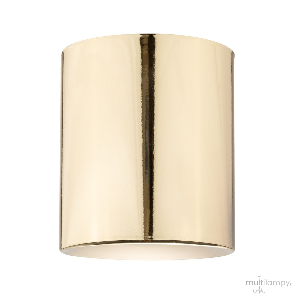 Orion lampa sufitowa 1xGU10 w kolorze złotym, o cylindrycznym kształcie. Ujęcie frontalne, lampa zamontowana na suficie. Powierzchnia błyszcząca, podkreślająca elegancki design. Brak widocznych napisów lub logo.