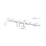 Kinkiet Gallery IP44 w kolorze czarnym, z jedną diodą LED o mocy 20W. Posiada prostokątną, płaską obudowę o wymiarach 620 mm długości, 50 mm szerokości i 10 mm grubości, zamontowaną na ścianie. Idealny do oświetlenia wnętrz.