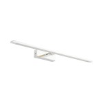 Kinkiet Gallery IP44 w kolorze chromu, z jedną diodą LED o mocy 20W. Posiada prostokątny, cienki korpus montowany na ścianie. Całość ma minimalistyczny design, idealny do nowoczesnych wnętrz. Ujęcie z boku, na jednolitym tle.