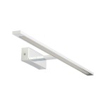 Kinkiet Gallery IP44 w kolorze chromu, z prostokątną, płaską oprawą, zamontowany na ścianie. Oświetlenie LED o mocy 20W, z jednolitą powierzchnią. Lampa skierowana poziomo, idealna do nowoczesnych wnętrz.