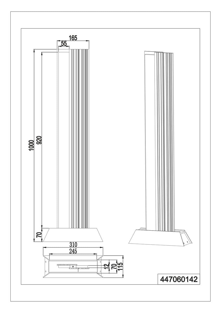 Lampa ogrodowa Mariza H100, stojąca, w kolorze antracytowym, z jedną diodą LED o mocy 16W. Posiada prostokątną podstawę oraz smukły, pionowy kształt. Wymiary: wysokość 1000 mm, szerokość 165 mm, głębokość 55 mm.