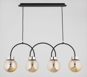Darso lampa wisząca 4xE14 czarna/bursztynowy 63294