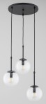 Lampa wisząca Sebia 3xE14 w kolorze czarnym z trzema szklanymi kloszami w kształcie kul. Klosze zawieszone na cienkich linkach, przymocowane do okrągłej podstawy. Stylowy element oświetleniowy, idealny do nowoczesnych wnętrz.