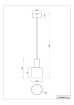 Lampa wisząca Agudo w ciemnoszarym kolorze, z jedną oprawą E27. Posiada prostokątny sufitowy uchwyt oraz cylindryczny klosz o średnicy 12 cm, zawieszona na cienkim przewodzie o długości 150 cm. Wymiary: 22 cm wysokości, 12 cm szerokości.