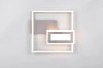 Lampa sufitowa Spiro w kolorze niklowym, z dwoma źródłami LED o mocy 22W. Posiada nowoczesny, geometryczny kształt z elementami w formie prostokątów, oświetlająca przy użyciu ciepłego światła. Montowana na ścianie lub suficie.