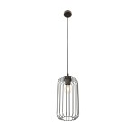 Lampa wisząca Vander 1BL w kolorze czarnym, wykonana z metalowych prętów w formie klosza, z jedną oprawą E27. Zawieszona na długim kablu, z prostym, okrągłym mocowaniem sufitowym. Idealna do nowoczesnych wnętrz.