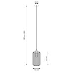 Czarna lampa wisząca Vander 1BL z oprawą na jedną żarówkę E27. Wymiary: wysokość 30 cm, szerokość 16 cm, maksymalna długość przewodu 140 cm. Prosty, nowoczesny design z widocznym zawieszeniem.