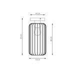 Lampa sufitowa Barn 1BL w kolorze czarnym, z metalową osłoną w formie siatki. Wymiary: wysokość 35 cm, szerokość 16 cm, głębokość 14 cm. Przeznaczona na żarówkę E27, montowana na suficie. Prosty, nowoczesny design.