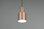 Lampa wisząca Agudo 1xE27 w kolorze kawowym, z metalowym kloszem o cylindrycznym kształcie, zawieszona na czarnym przewodzie. Klosz ma matowe wykończenie, a jego dolna część jest otwarta, co umożliwia emitowanie światła w dół.