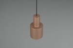 Lampa wisząca Agudo w kolorze kawowym, z metalowym, cylindrycznym kloszem i prostym zawieszeniem. Ujęcie frontalne, pokazujące górną część lampy z przewodem, na jednolitym tle. Idealna do nowoczesnych wnętrz.