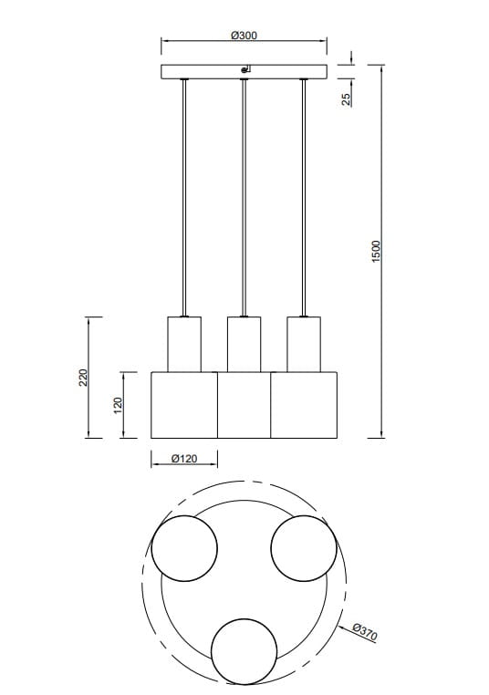 Lampa wisząca Agudo 3xE27 w kolorze czarnym. Posiada trzy cylindryczne klosze zawieszone na regulowanych przewodach. Średnica podstawy 30 cm, wysokość 150 cm. Prosty, nowoczesny design idealny do różnych wnętrz.