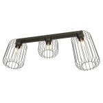 Lampa sufitowa Barn 3BL w kolorze czarnym, z trzema kloszami w formie siatkowych osłon, mocowana na prostej belce. Klosze mają okrągły kształt, materiał metalowy, wykończenie matowe. Przeznaczenie: oświetlenie wnętrz.