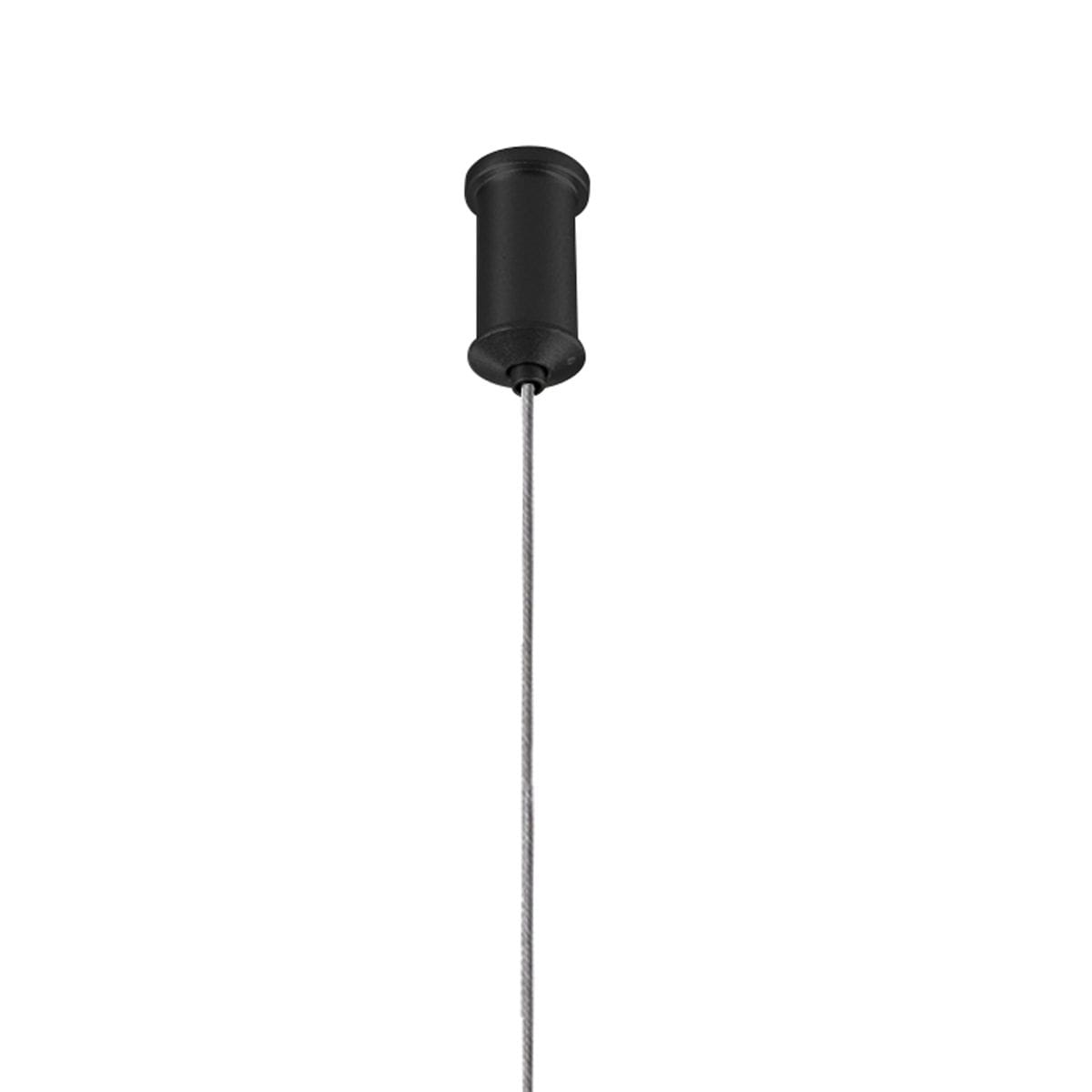 Czarna lampa wisząca Mini Moon z gniazdem na 11 żarówek G9. Ujęcie z góry, pokazujące metalowy uchwyt i przewód w kolorze czarnym. Prosty, minimalistyczny design, idealny do nowoczesnych wnętrz.