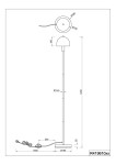 Lampa podłogowa Glenn 1xE14 w kolorze kawowym, z metalowym stelażem i okrągłą podstawą. Ujęcie z boku, pokazujące wysokość 120 cm, średnicę podstawy 18 cm oraz klosz o średnicy 14 cm. Kabel z wtyczką widoczny na dole.